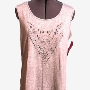 Gray lace cutout tank